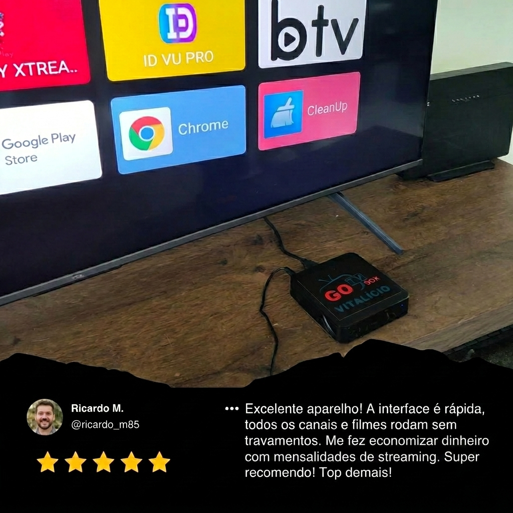 Sou cliente GO TV desde 2022. Excelente aparelho, roda liso e o suporte é excelente. Re
